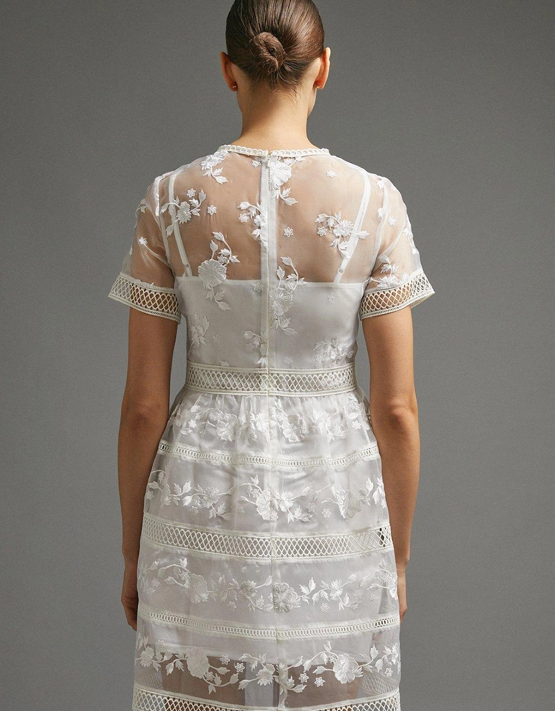 Premium Embroidered Organza Mini Dress