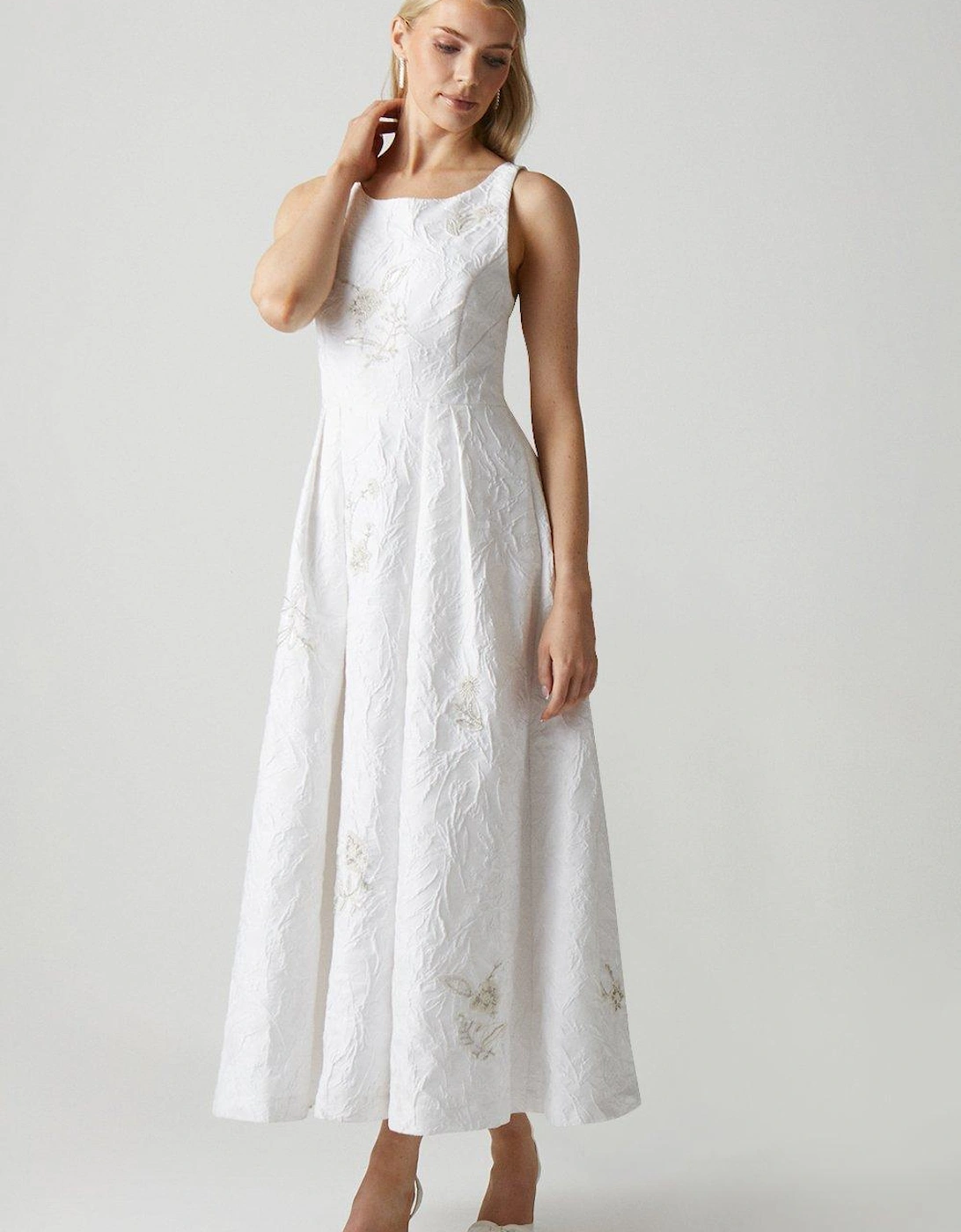 Premium Embellished Jacquard Cross Back Wedding Dress, 5 of 4