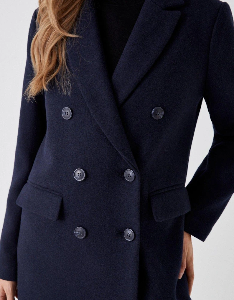 Wool Double Breasted Longline Coat