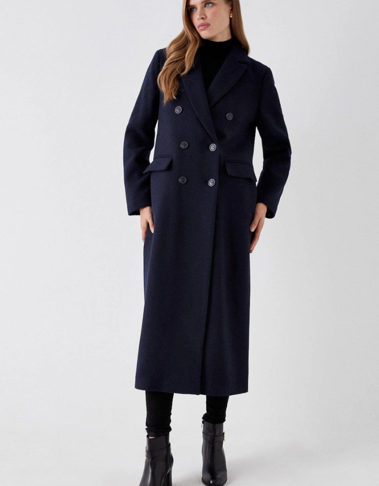 Wool Double Breasted Longline Coat