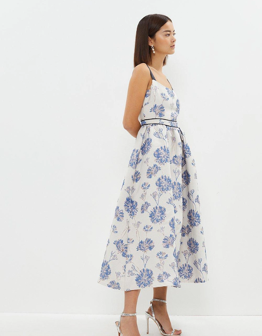 Petite Jacquard Midi Dress With Tipped Detail, 6 of 5