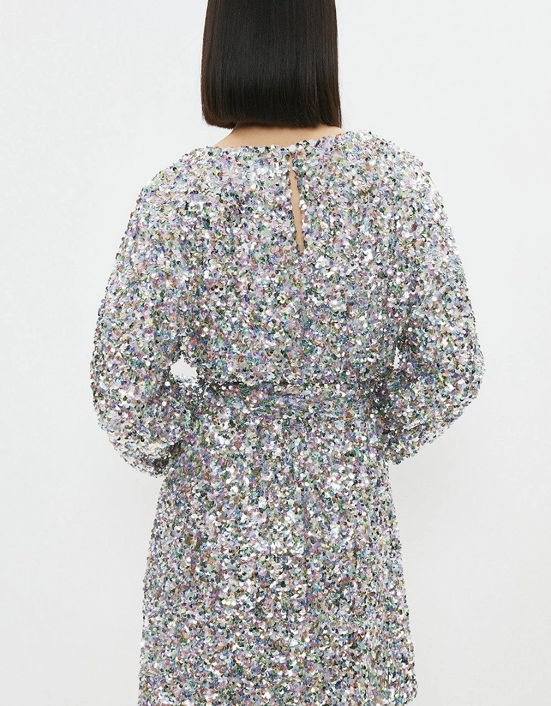Belted Sequin Mini Dress