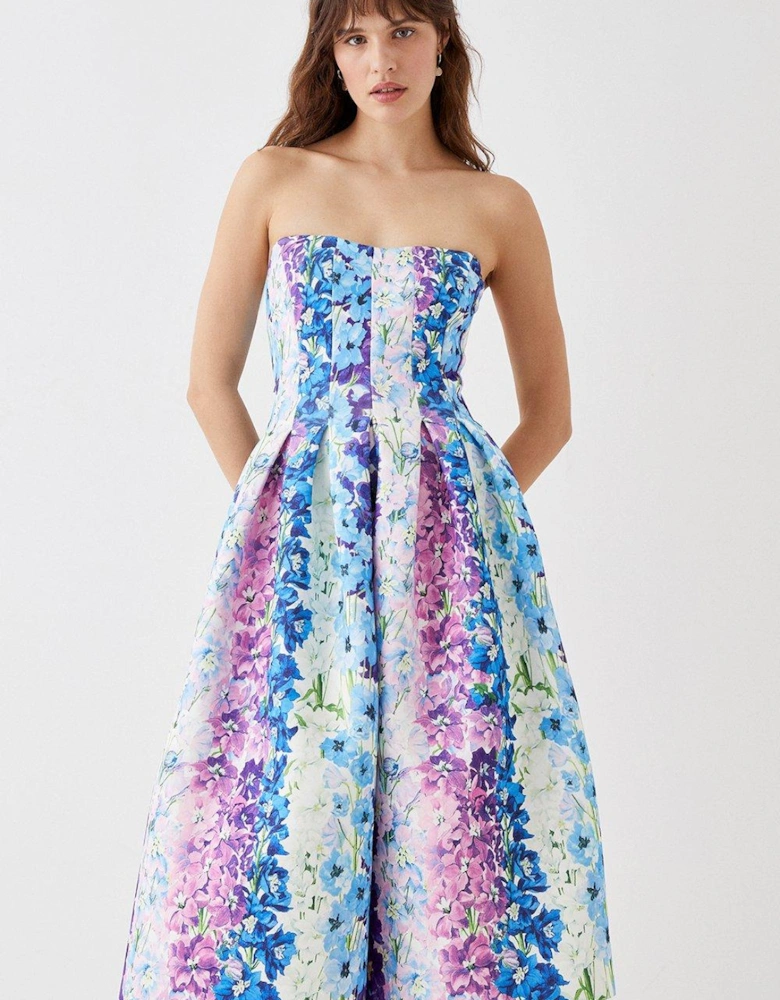 Floral Stripe Scuba Corset Dress