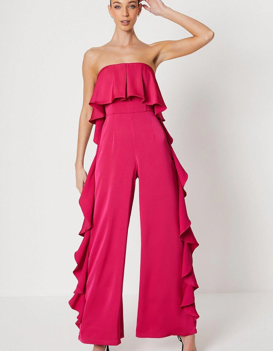 Satin Bandeau Jumpsuit With Ruffle, 6 of 5