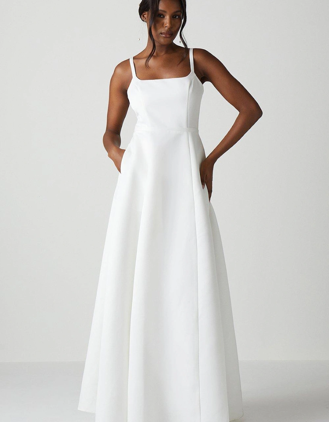 Structured Satin Corset Full Skirt Wedding Dress, 2 of 1