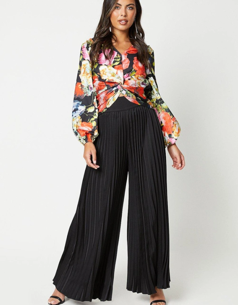 All Over Pleated Wide Leg Trousers