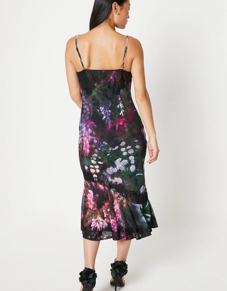 Petite Lace Trim Floral Print Slip Dress Co-ord