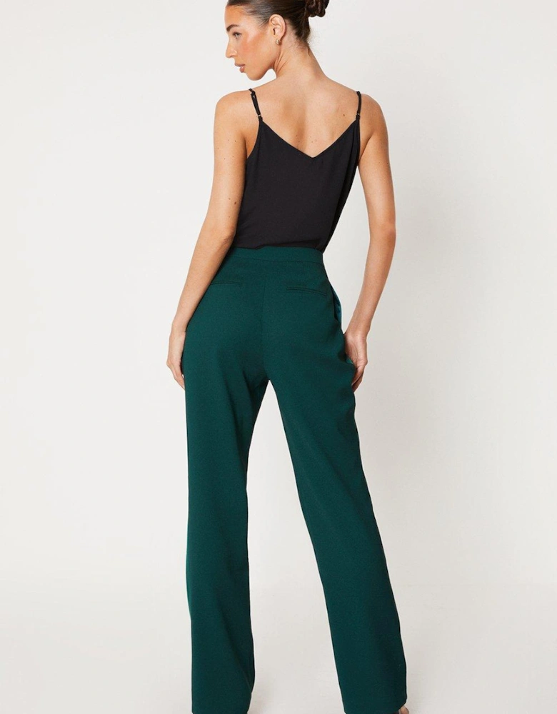 Satin Trim Slim Leg Tailored Trouser