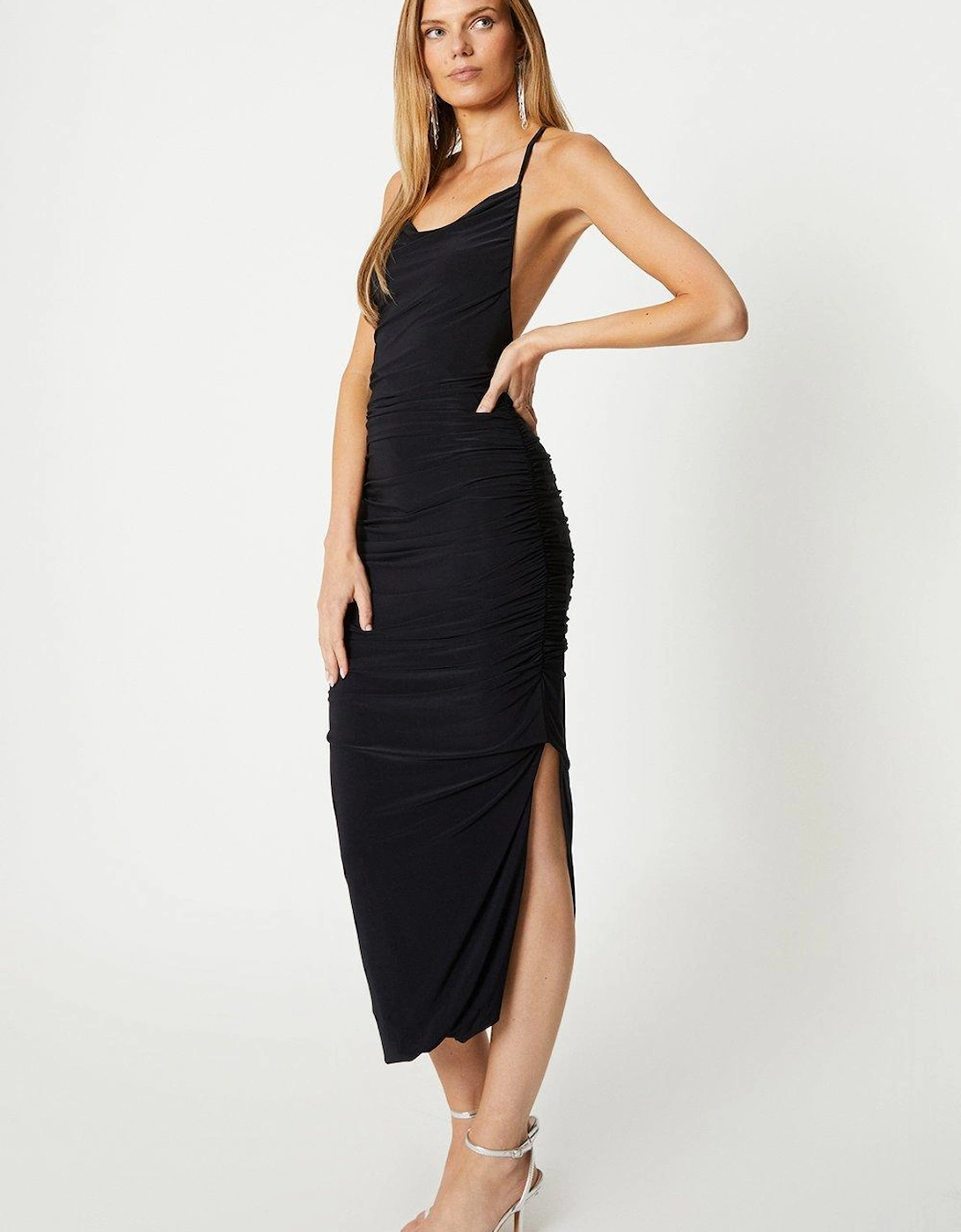 Ruched Slinky Jersey Maxi Dress