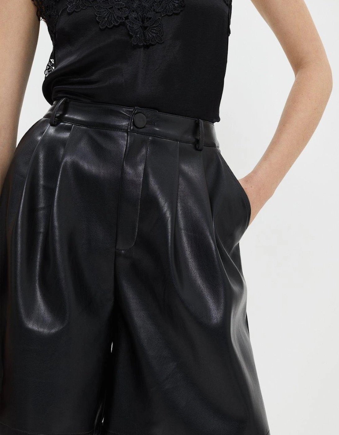Faux Leather High Waisted Short