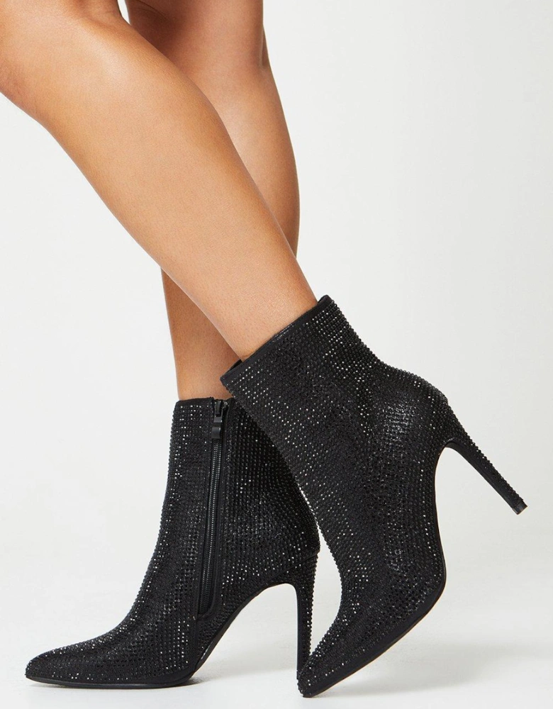 Tamia Embellished Pointed Stiletto Ankle Boots