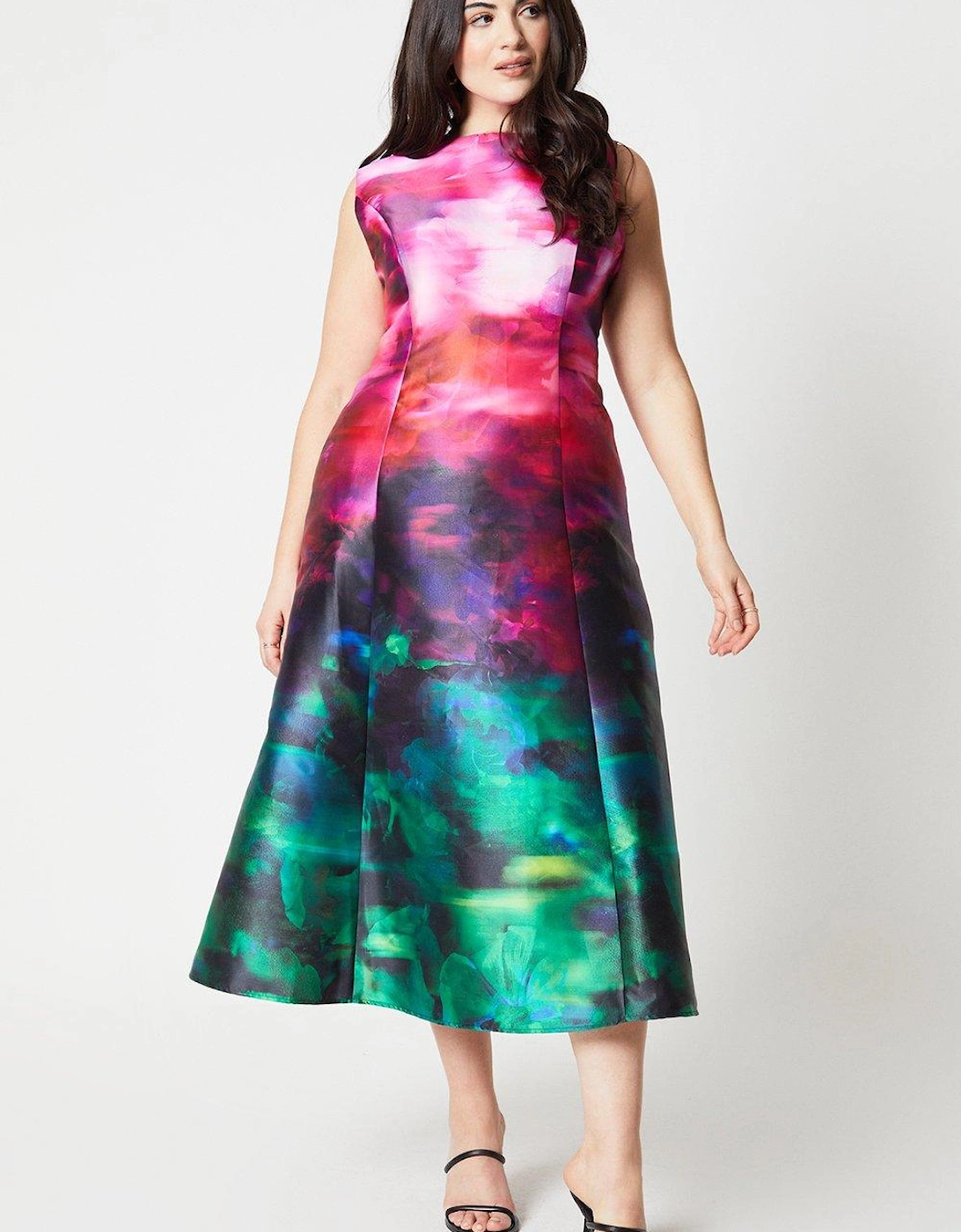 Plus Printed Midi Twill Dress, 2 of 1