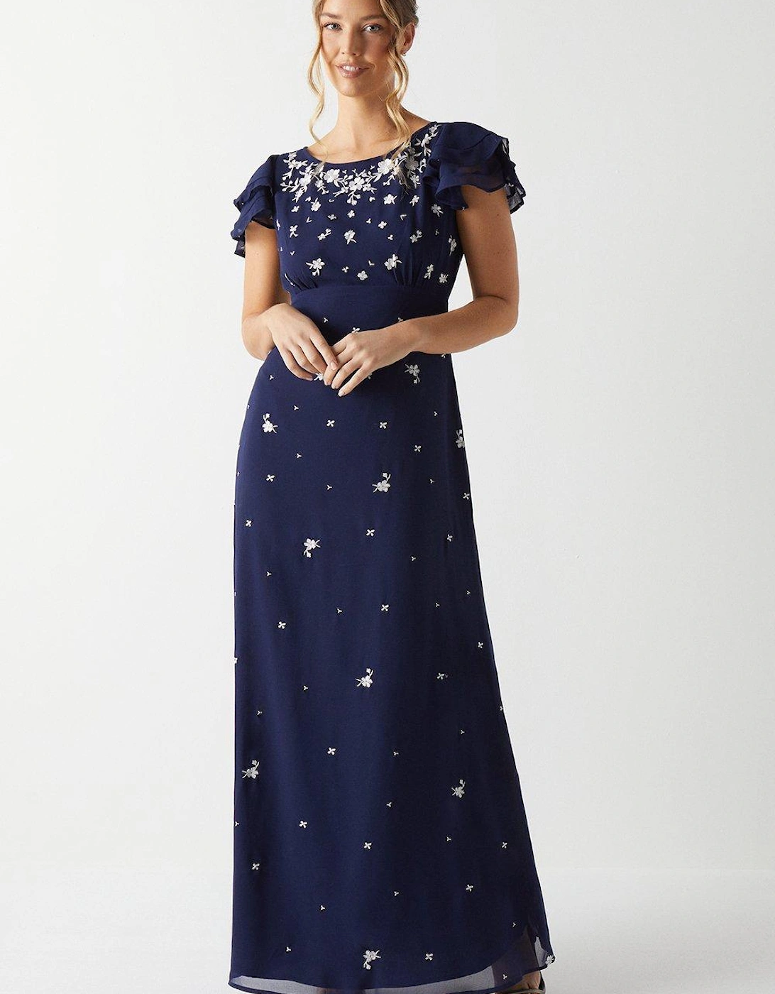 Scattered Floral Embroidered Bridesmaids Dress, 5 of 4