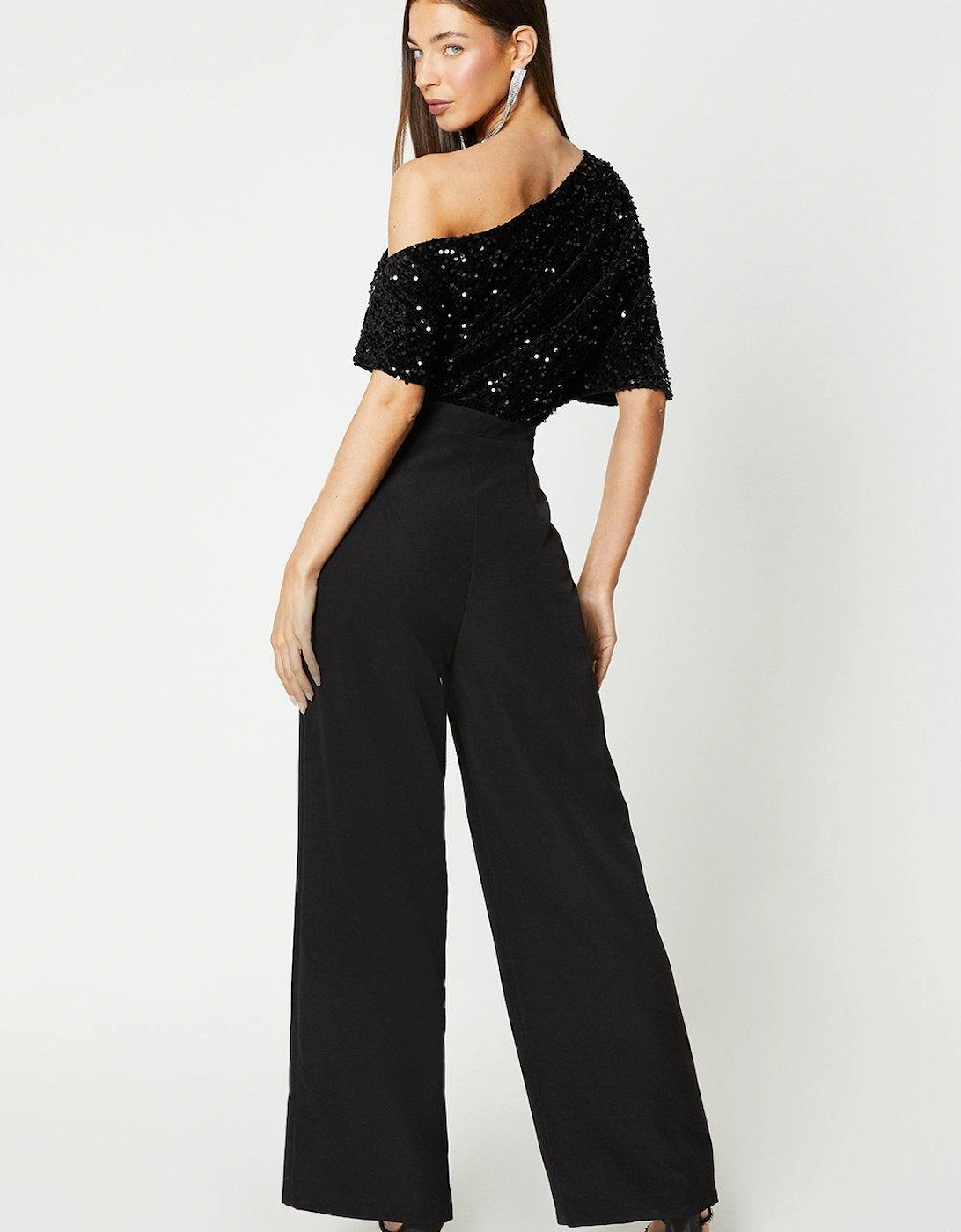 One Shoulder Sequin Jumpsuit