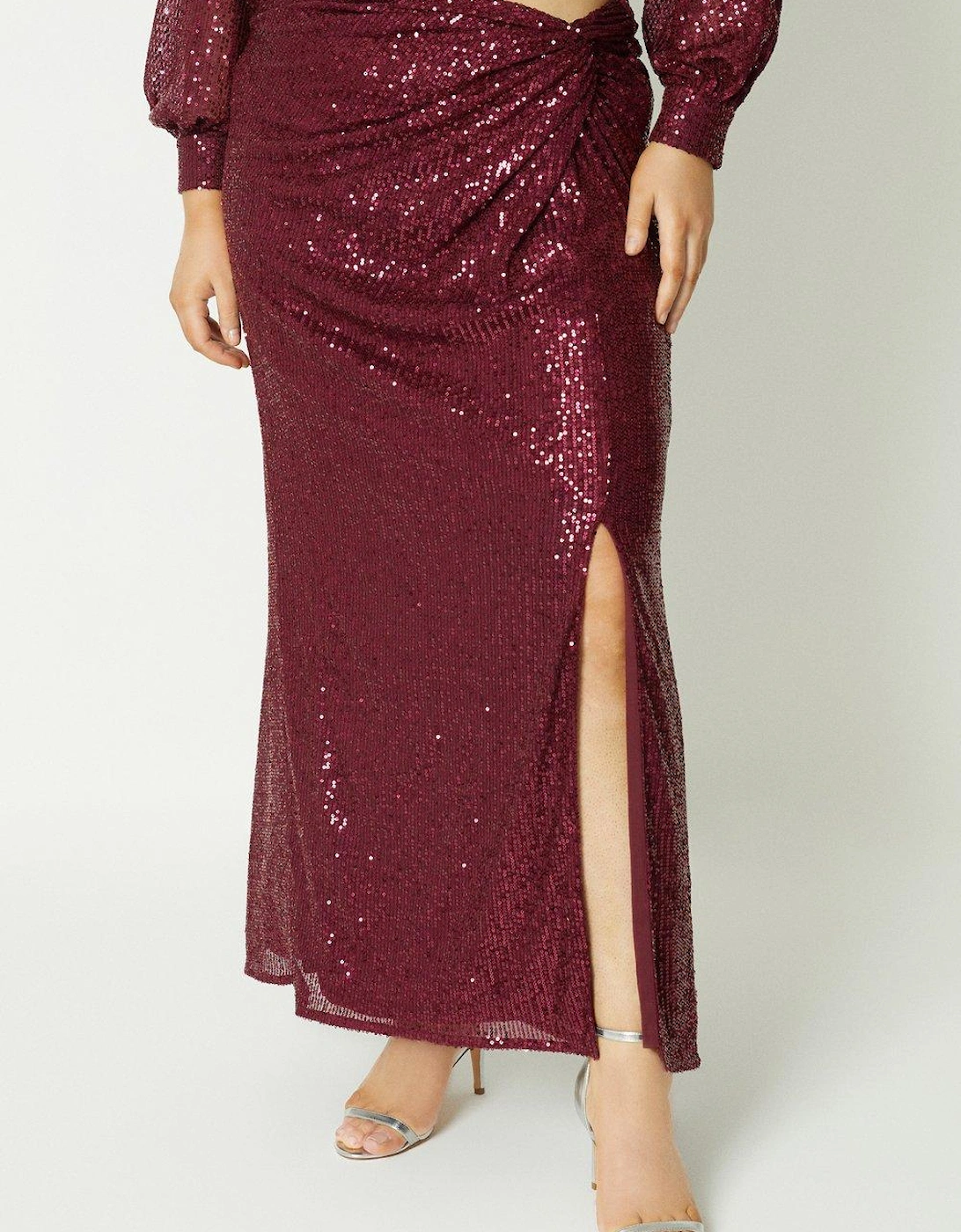 Plus Twist Front Sequin Pencil Skirt, 5 of 4