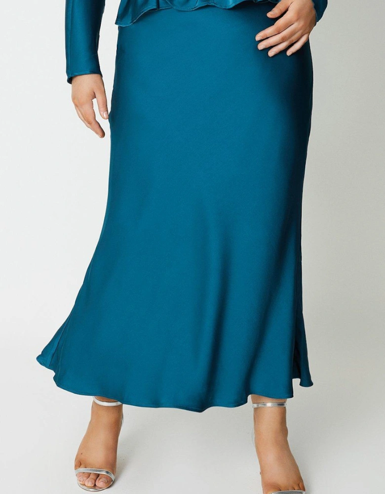 Plus Satin Maxi Skirt