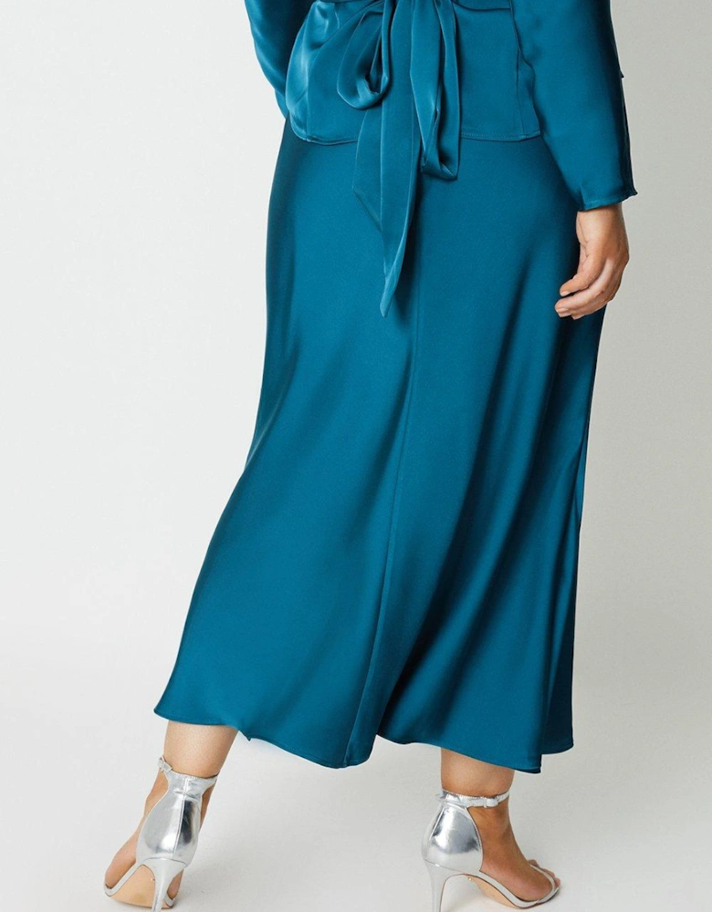 Plus Satin Maxi Skirt