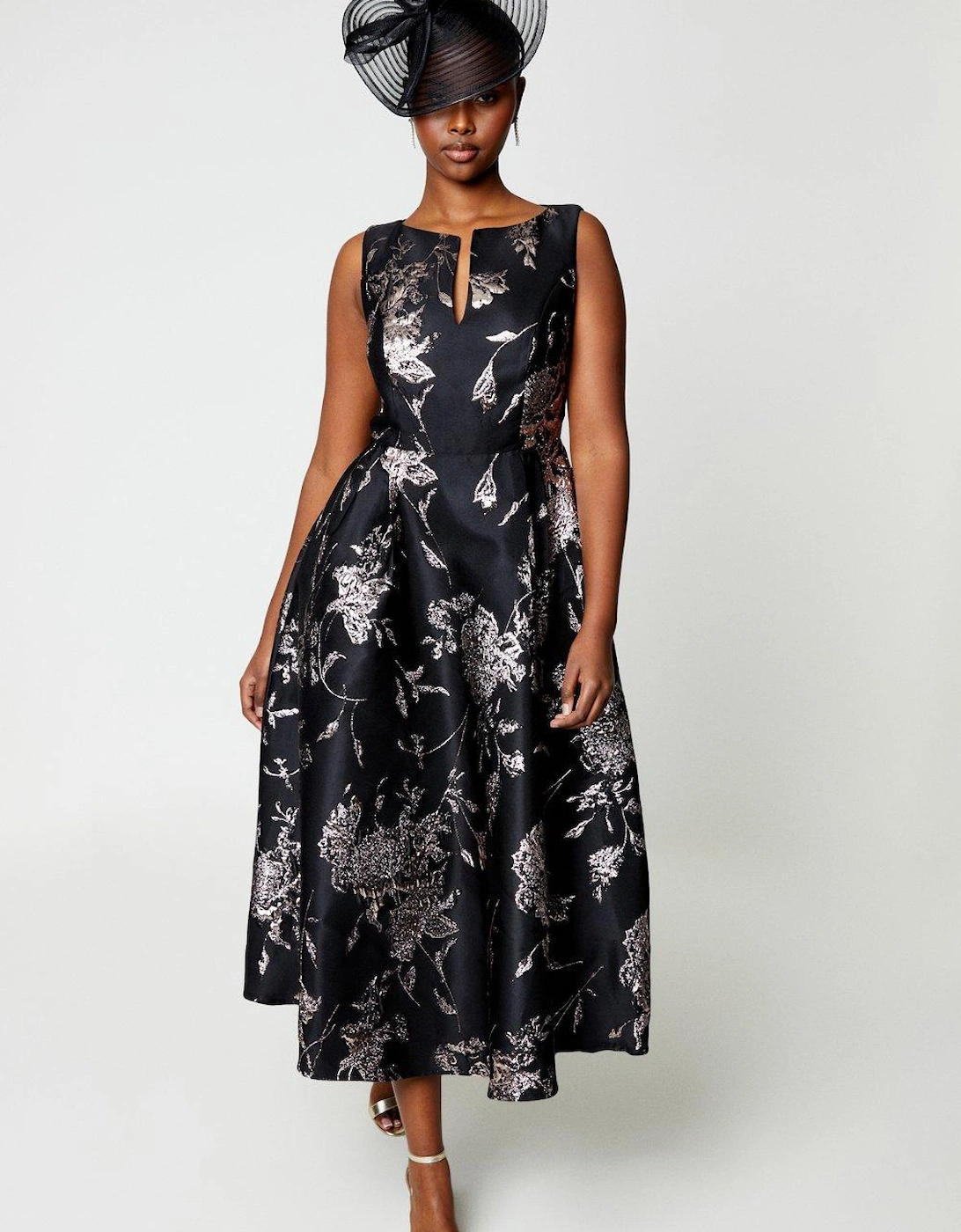 Notch Neck Jacquard Midi Dress, 5 of 4