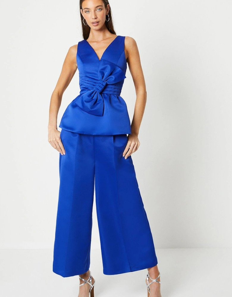 Wide Leg Structured Satin Trouser