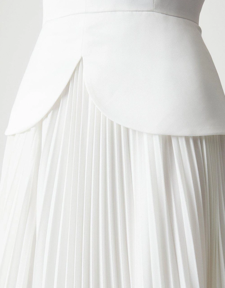 Pleated Skirt Overlay Bodice Maxi Dress
