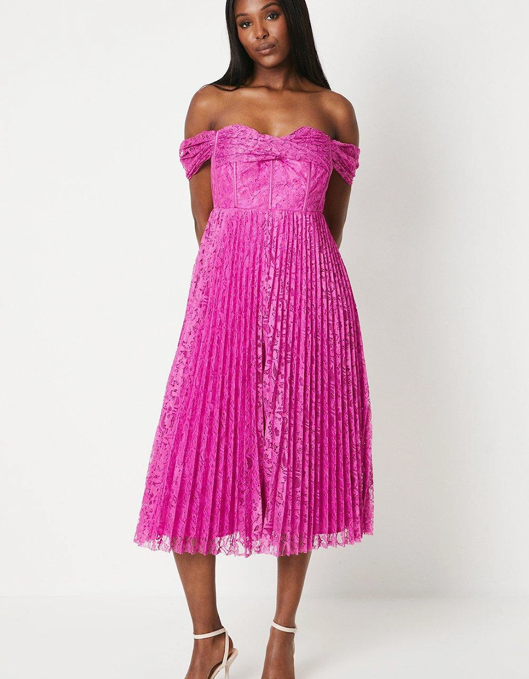 Bardot Twist Lace Midi Dress, 6 of 5