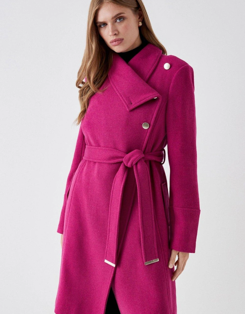 Wool Wrap Button Coat