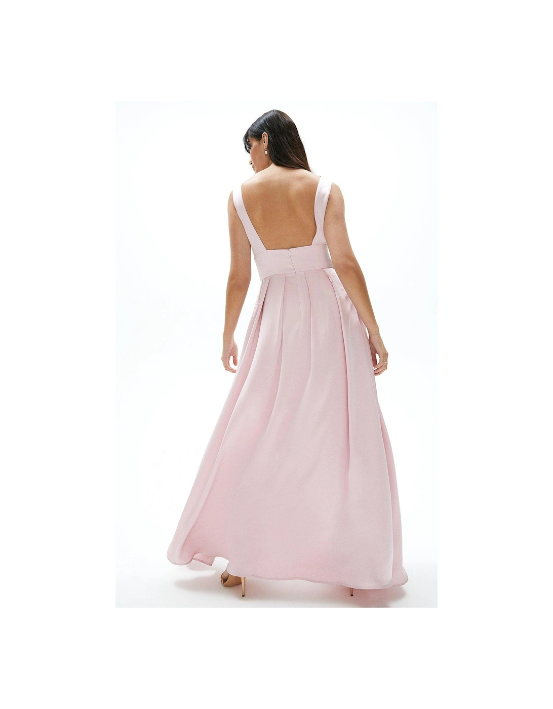 Full Skirted Satin Bridesmaid Maxi Dress