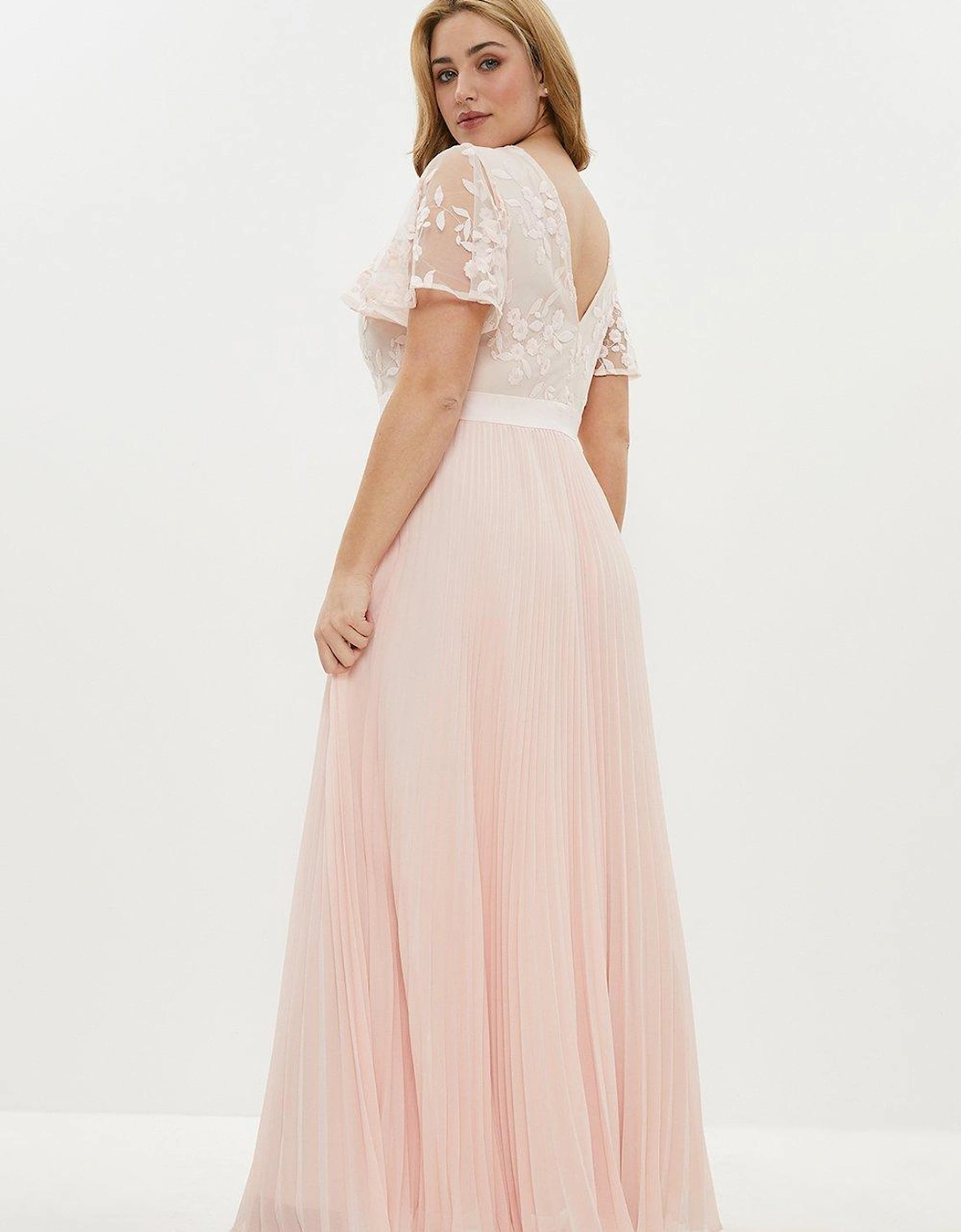 Plus Size V Neck Embroidered Maxi Dress