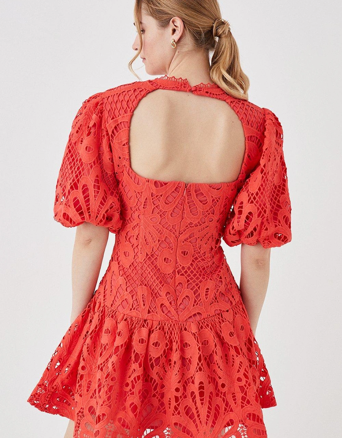Premium Puff Sleeve Lace Mini Dress
