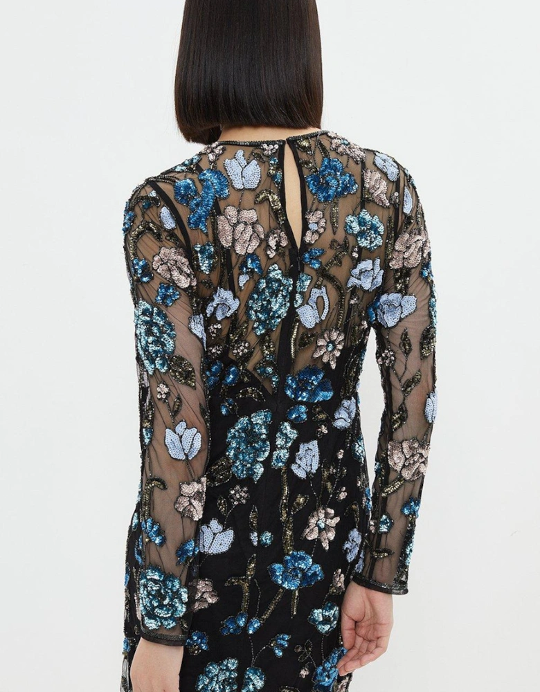 Hand Embellished Long Sleeve Dress