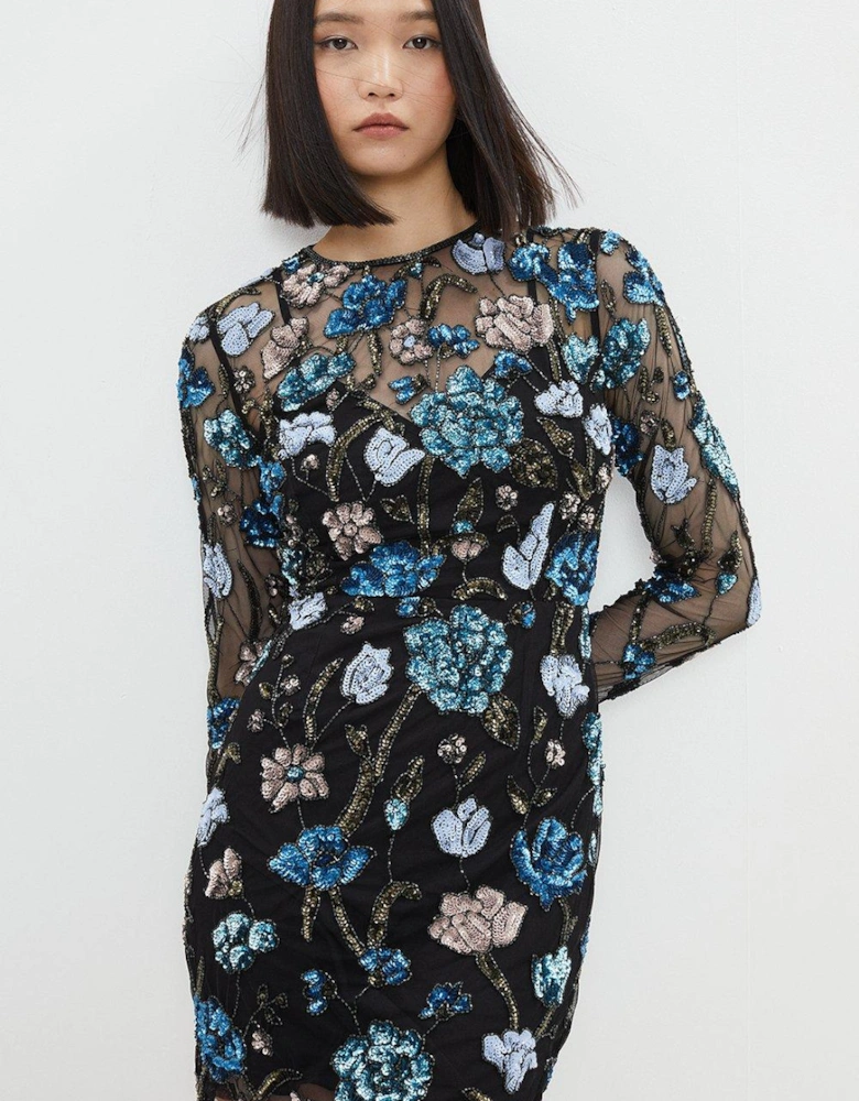 Hand Embellished Long Sleeve Dress