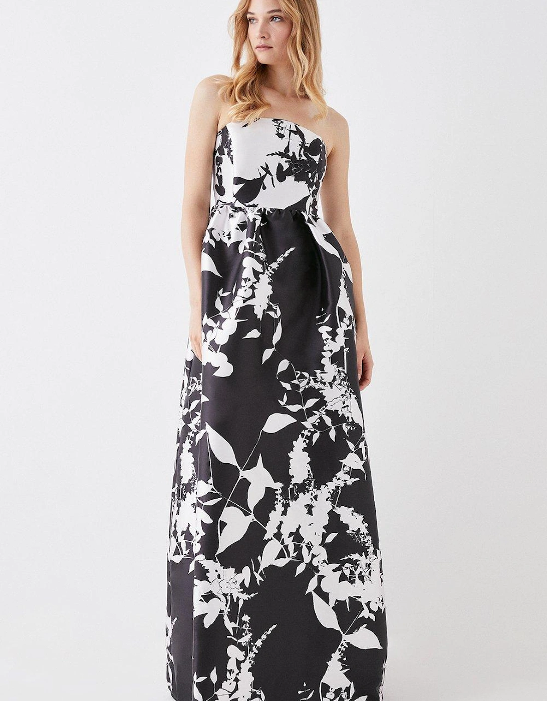 Bandeau A-line Printed Twill Gown, 5 of 4
