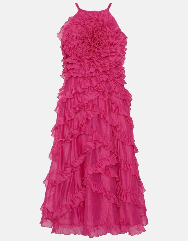Rose Ruffle Midi Dress