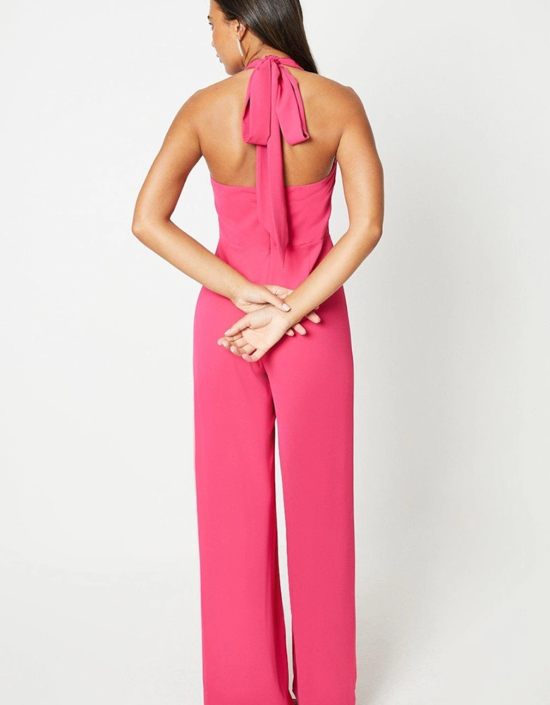 Plunge Neck Halter Jumpsuit