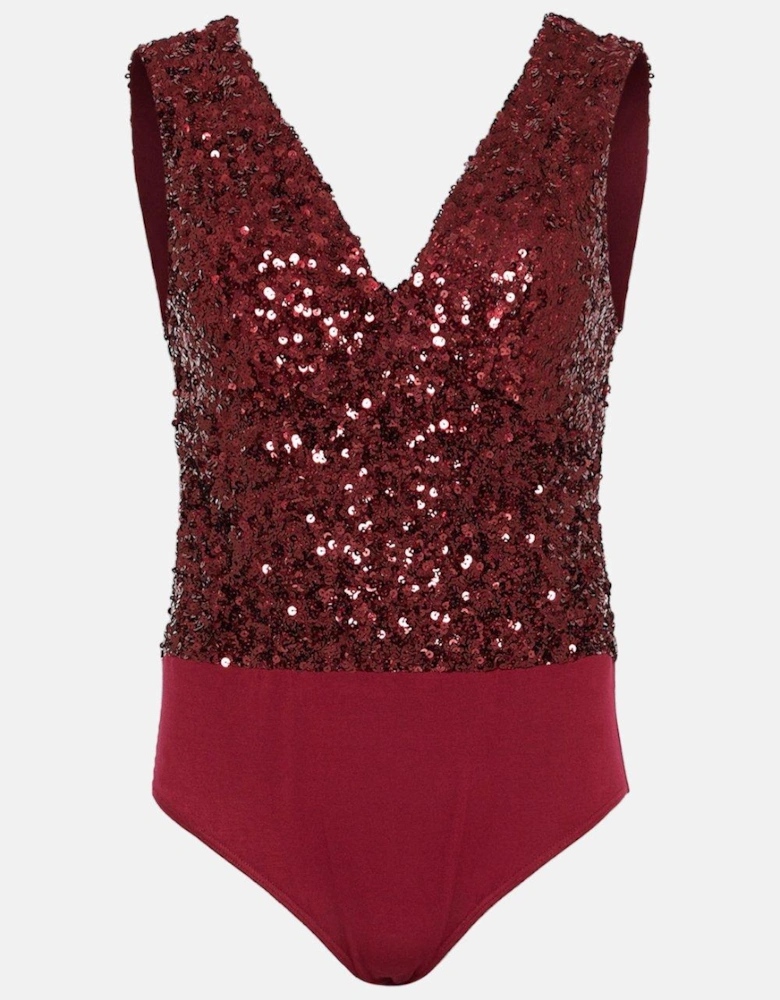 V Neck Sequin Bodysuit