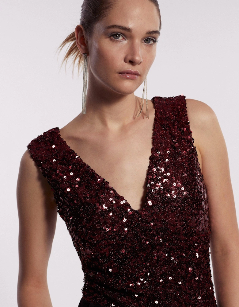 V Neck Sequin Bodysuit