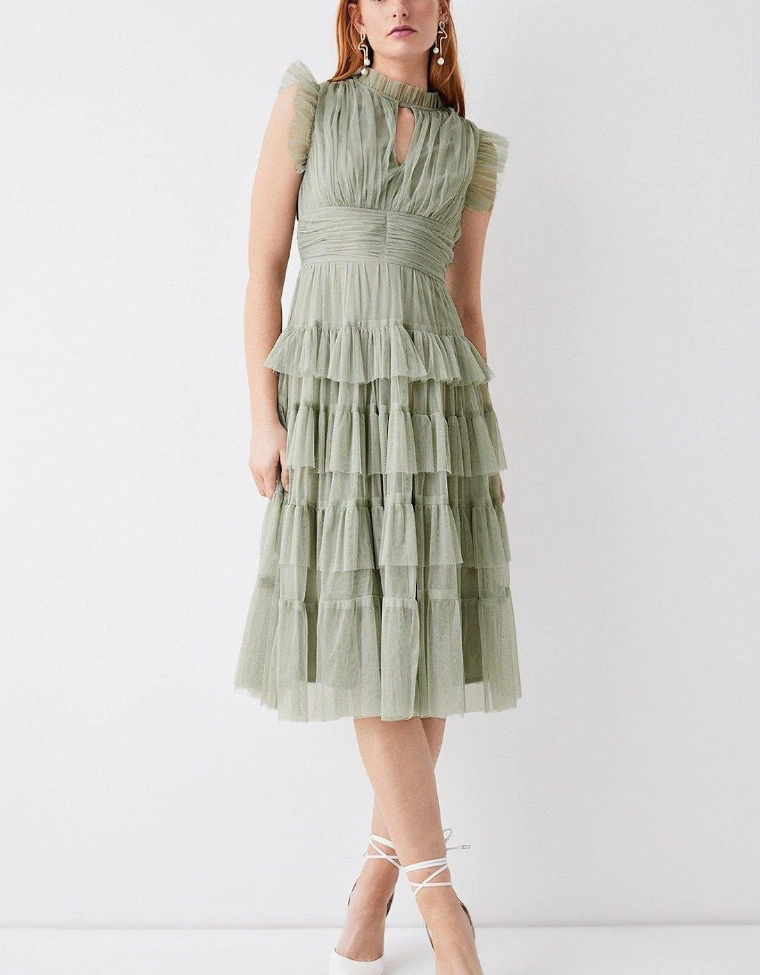 Tulle Tiered Frill Sleeve Dress, 6 of 5
