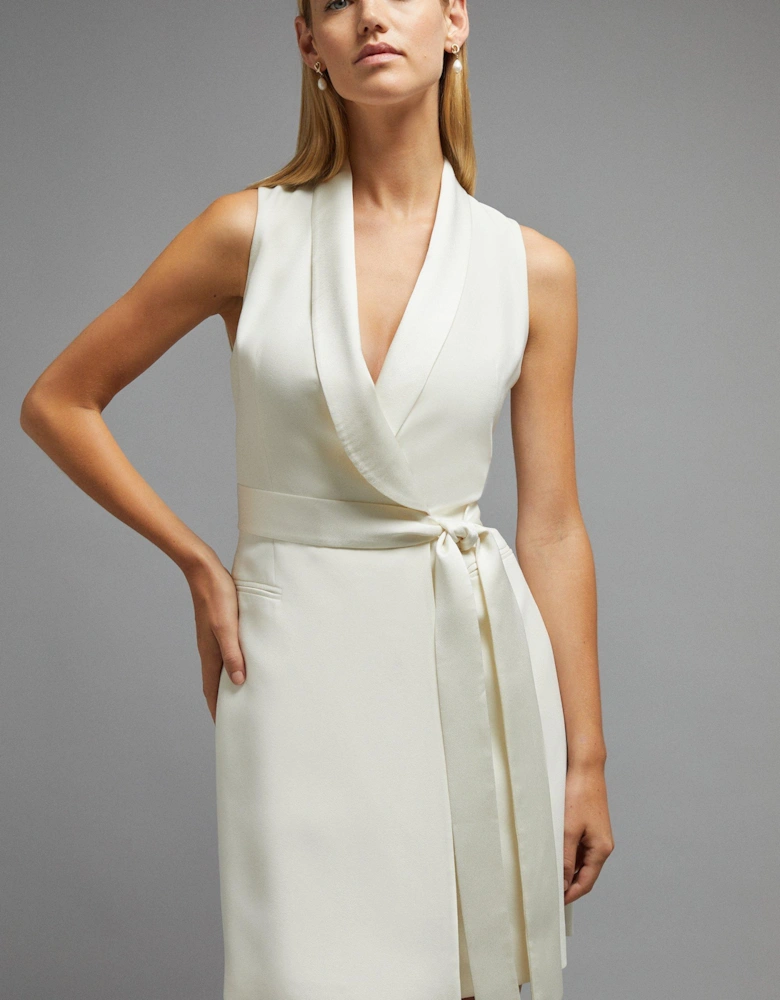 Premium Sleeveless Tuxe Wrap Mini Dress