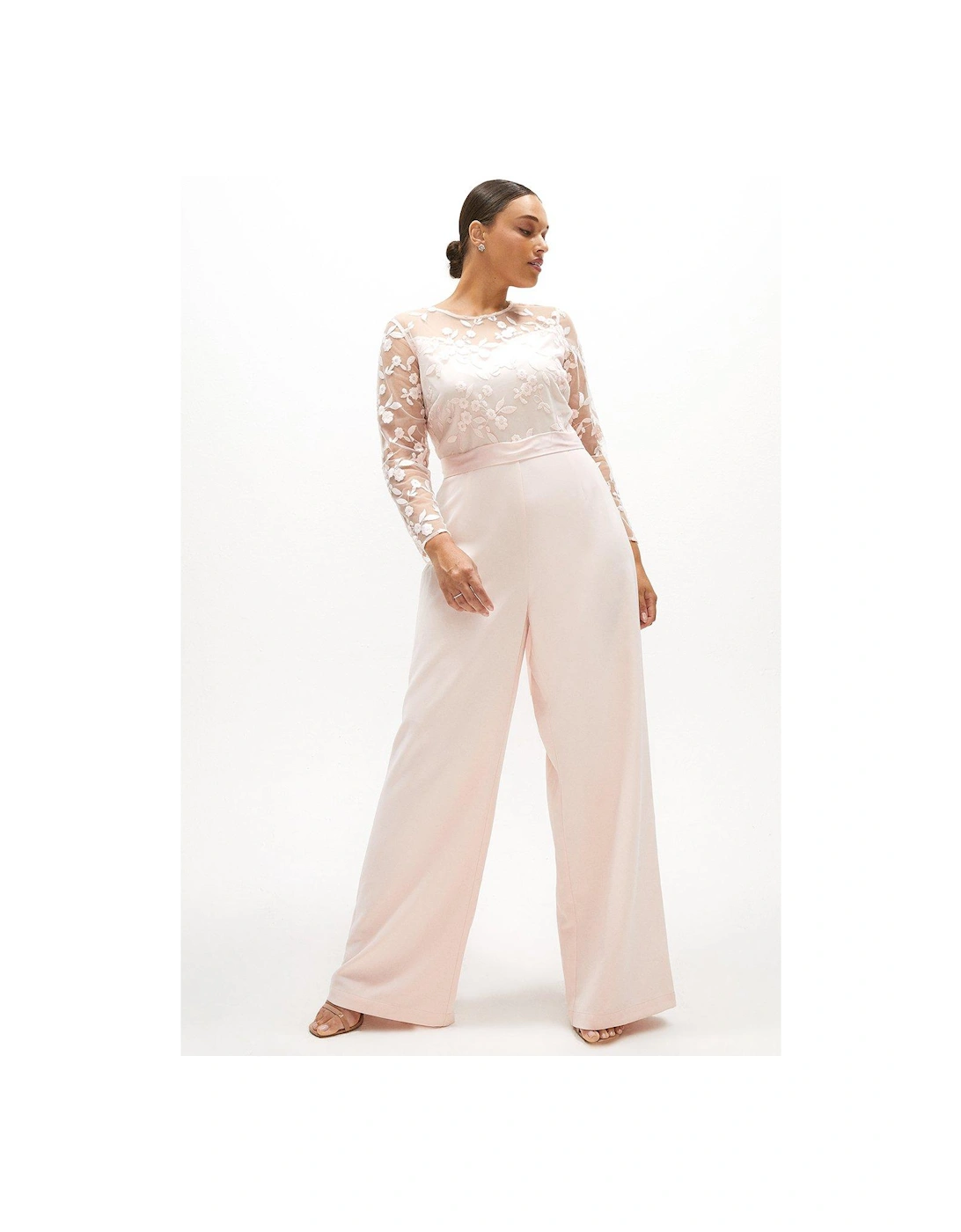 Plus Size Embroidered Top Wide Leg Jumpsuit, 5 of 4
