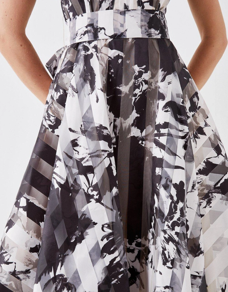 Bardot Midi Dress In Stripe Organza