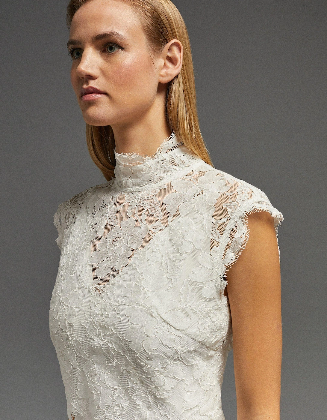 High Neck Sleeveless Lace Top