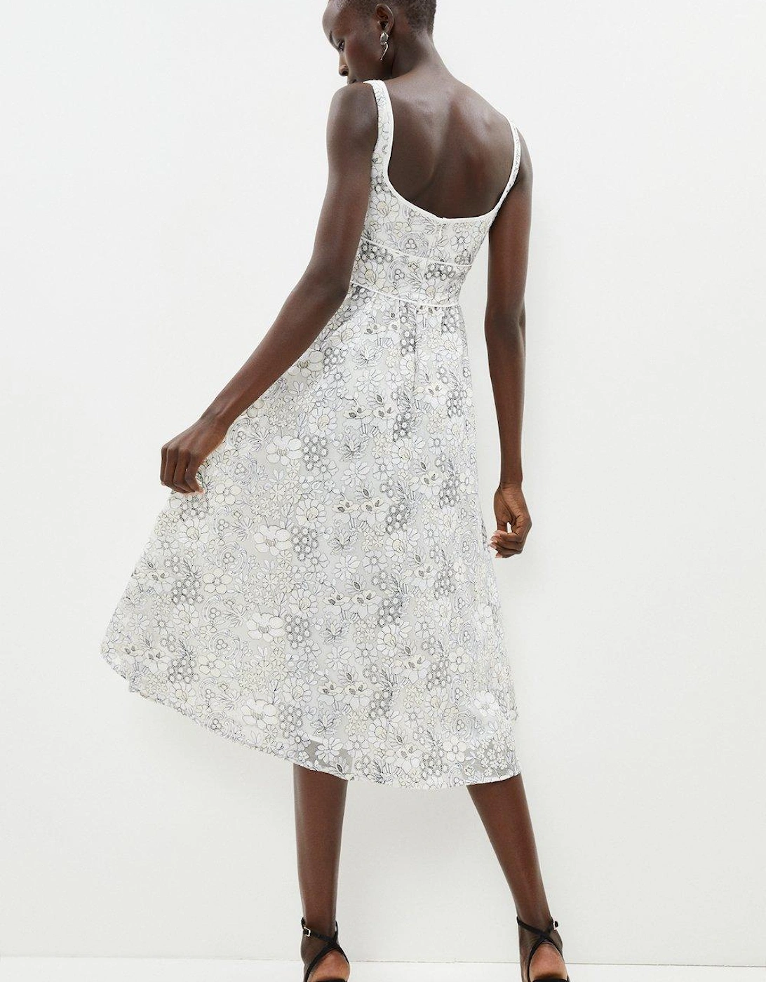 Lace Trim Detail Midi Dress