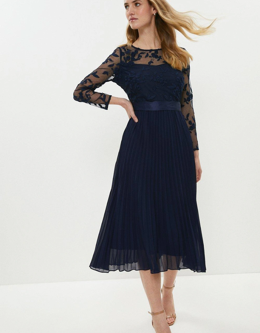 Embroidered Long Sleeve Midi Dress, 7 of 6