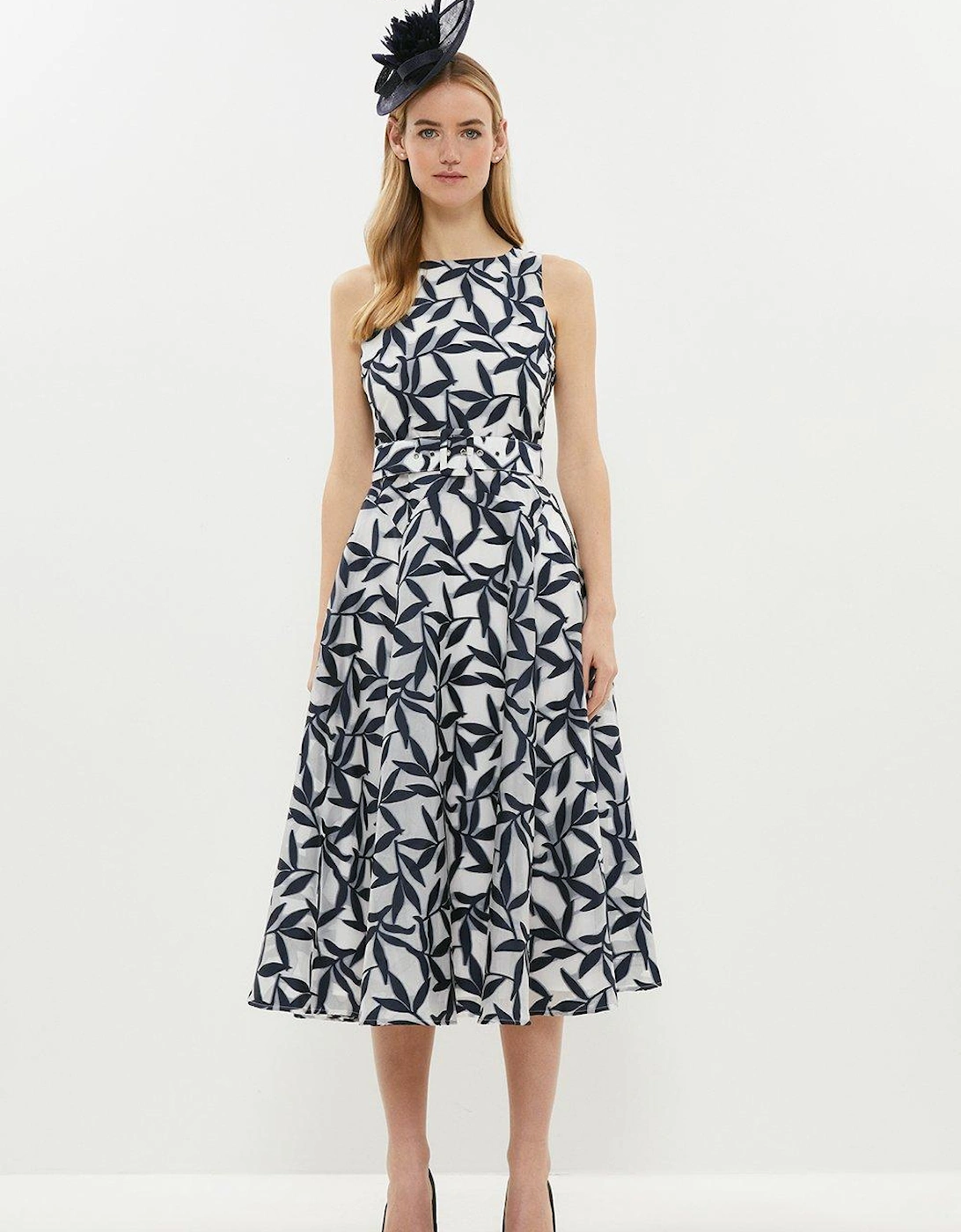 Belted Jacquard Fit And Flare Dress, 6 of 5