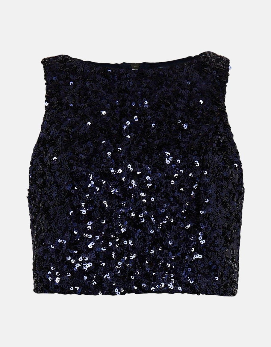Sleeveless Sequin Cropped Top