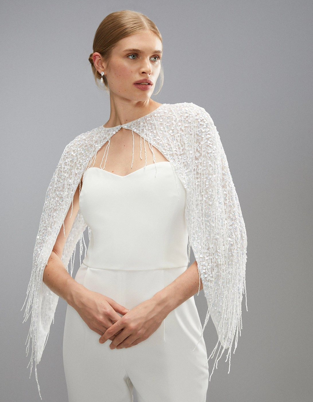 Sequin And Bead Embellished Bridal Cape, 5 of 4