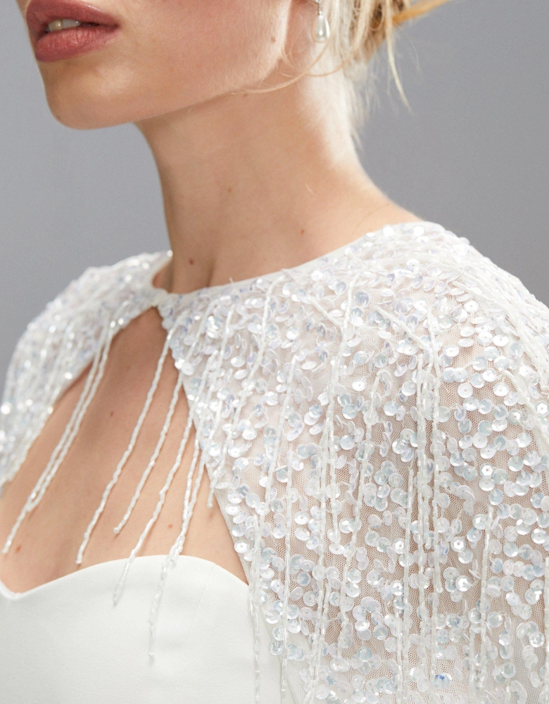 Sequin And Bead Embellished Bridal Cape
