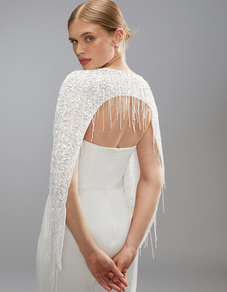 Sequin And Bead Embellished Bridal Cape