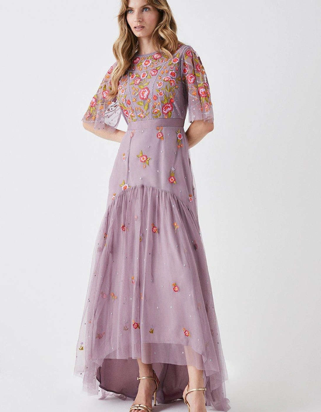 Panelled Skirt Hand Embroidered Maxi Dress, 5 of 4