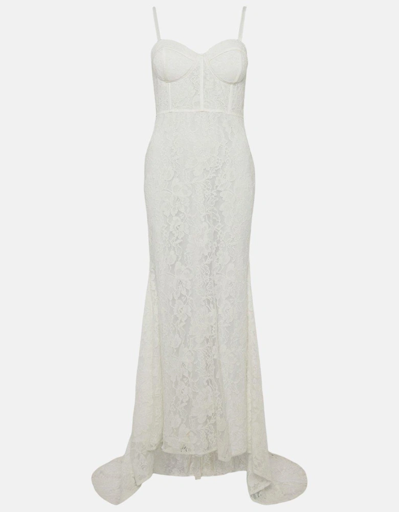 Lace Bustier Maxi Dress With Train
